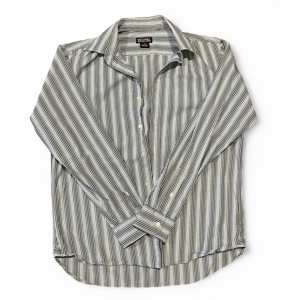 Men’s MICHAEL Michael Kors size medium blue striped button up long sleeve shirt